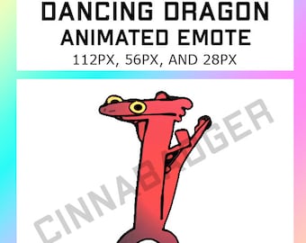 Animated Dancing Rainbow Dragon Tiktok Meme Emote for use on Streaming Sites such as Twitch, Kick, Youtube, Discord and more