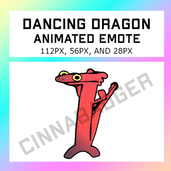 Animated Dancing Rainbow Dragon Tiktok Meme Emote for use on Streaming Sites such as Twitch, Kick, Youtube, Discord and more