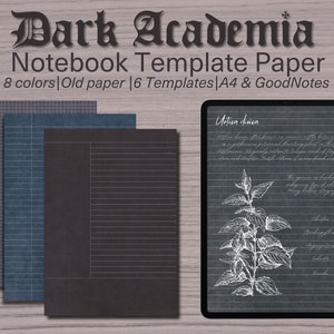 Modelli di carta per quaderni Dark Academia A4 e formato Goodnotes - compatibile con iPad