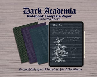 Dark Academia Colors Notebook Paper Templates – A4, GoodNotes (Digital Download)