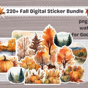 Watercolor Fall Sticker Bundle – 200+ Autumn PNG Stickers for GoodNotes & Journaling
