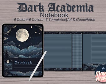 Digital Notebook Dark Academia Planner – 6 Covers & 36 Templates for GoodNotes, Notability and Digital Journals
