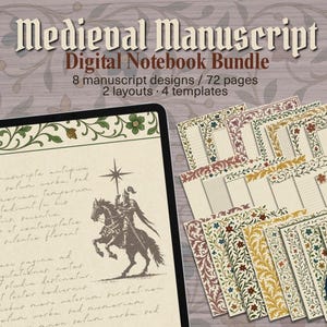 Medieval Manuscript Digital Journal – Parchment Paper GoodNotes (Dark Academia PDF Notebook) image 2