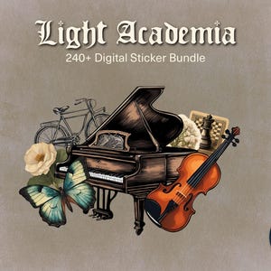 Set di adesivi Light Academia – Illustrazioni vintage per planner digitali (oltre 240 PNG) (download digitale)