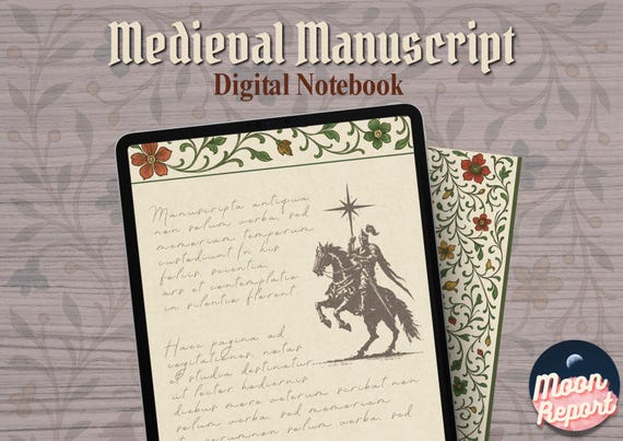 Medieval Manuscript Digital Journal – Parchment Paper GoodNotes (Dark Academia PDF Notebook)