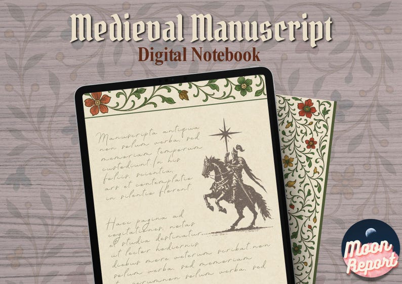 Medieval Manuscript Digital Journal – Parchment Paper GoodNotes (Dark Academia PDF Notebook) image 1