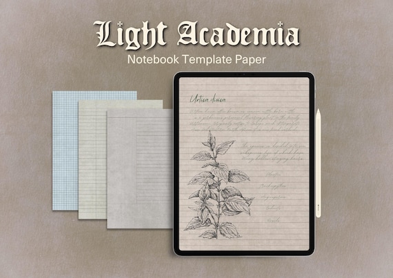 Light Academia Notebook Paper, A4 Printable Pages, Digital GoodNotes Templates