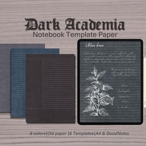 Dark Academia-notitieboeksjablonen – A4, GoodNotes (digitale download)