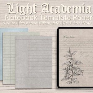 Modelli di carta per quaderni Light Academia A4 e formato Goodnotes - compatibile con iPad