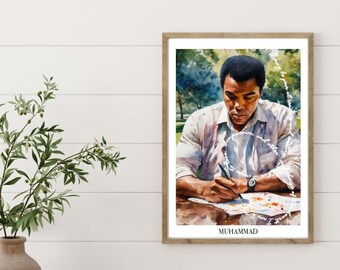 Muhammad Ali, Instant Download, Digitale Print, Kunst, Motiverend, Bokser, Empowering, Poster, Champ, Zwaar gewicht, Sport, Positief ontwerp