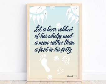 Clever God art, Church room, Inspire, Bear art, Proverbs 17:12, Encouraging words, Bible verse wall art, Caption art, Knowledge for fools