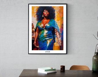 Angie Stone, Digital Print, Singer, Soul, R&B, Portrait, Art, Instant Download, Poster, Wall Hanging, Modern, Uplifting, Inspiration, Music