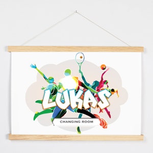 Custom Personalised Colourful, Sports, Sign, Nursery Wall Print, Naming Gift, Poster, Active, Athletic, baby boy, baby shower, Present, Gift