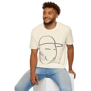 Suco, Rosto, Legal, Arte de palavras, Desenho animado, Cabeça, Camiseta estilo suave unissex, Design criativo, Engraçado, Estilizado, Sorriso, Primo, Irmão, Presente de amigo