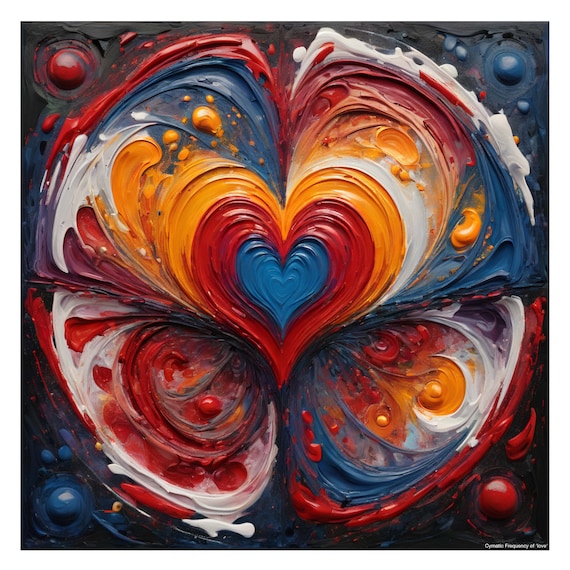 Cymatics Art, Love, Frequency, Poster Print, Wall Art, Heart