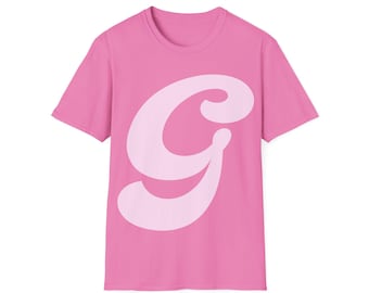 Initial 'G' Unisex Softstyle T-Shirt, personalisiertes Monogramm T-Shirt, Benutzerdefiniertes Buchstabe Shirt, stilvolles Geschenk, Grafikdesign Top