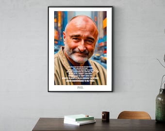 Phil Collins, Stampa digitale, Poster da parete, Un altro giorno in paradiso, Cantautore, Empowering, Arte moderna, Celebrità, Musicista, Regalo