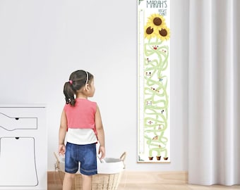Personalised Affirmations Sunflower Height Chart, Kids Room, Growth Chart, Development, Gift Idea, Birthday, Toddler, Educational