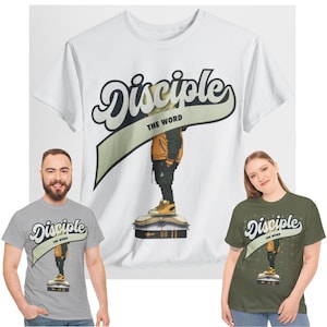 Disciple of Jesus Unisex Tee, Standing on &#39;The Word&#39;, Urban Christian T-Shirt, Religious Graphic Top, Faith Apparel, Inspirational Shirt