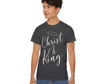 Chrystus jest Królem, Unisex, T-shirt, Jezus jest Panem, Moda kościelna, Trend chrześcijański, Koszulka z ultra bawełny, Student, Ewangelia, Uczeń, Yah