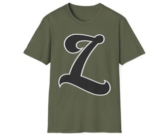 Personalisierte Initiale L Unisex Softstyle T-Shirt Geschenk, Benutzerdefinierte Monogramm T-Shirt, großer Buchstabe maßgeschneidertes Shirt, Initialen personalisierte Kleidung, Name