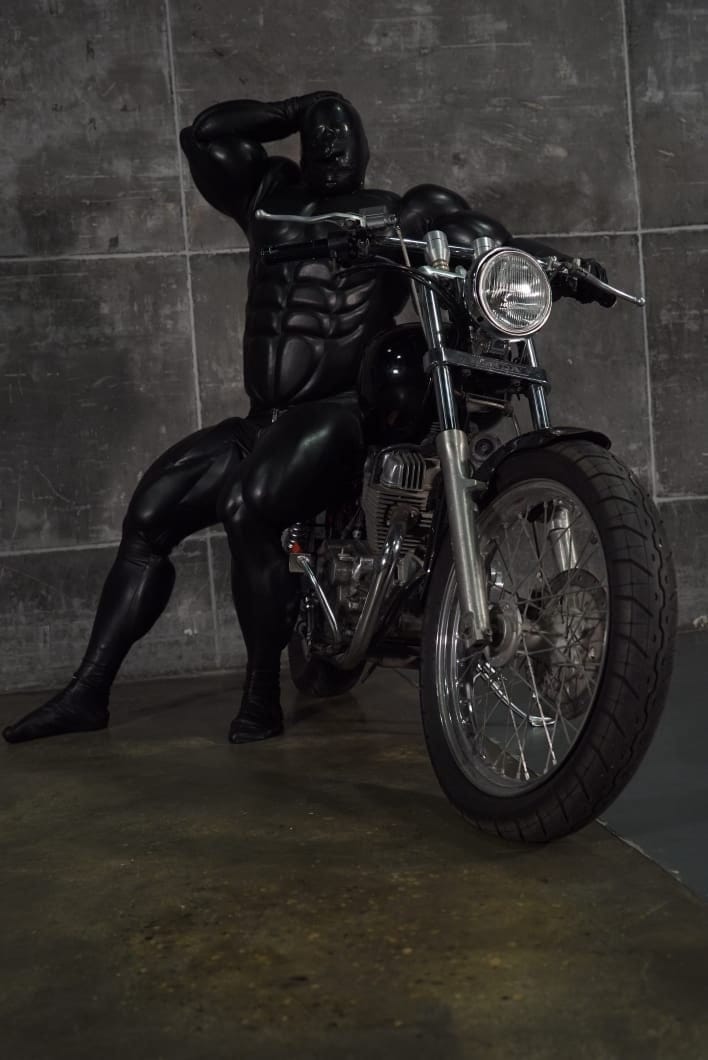 Muscle suit for cosplay faux leather