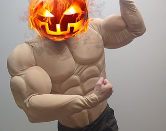 Traje muscular para cosplay color beige (parte superior del cuerpo)