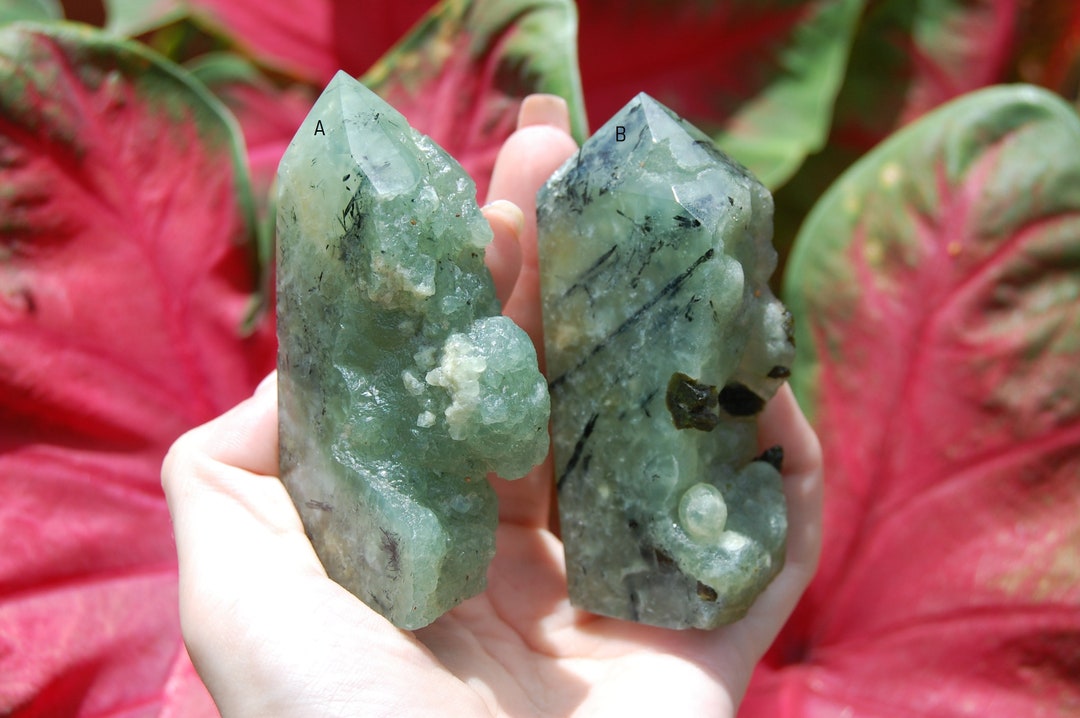 Prehnite With Epidote Towers | Partially Polished Prehnite Towers ...