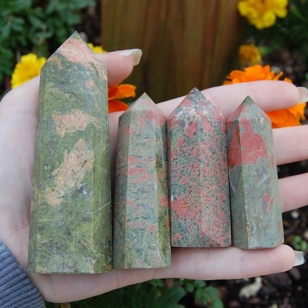 Unakite Tower | Unpolished Unakite Tower | Natural Unakite Tower | Meditation Aid | Unakite Energy Generator | Natural Crystal Tower