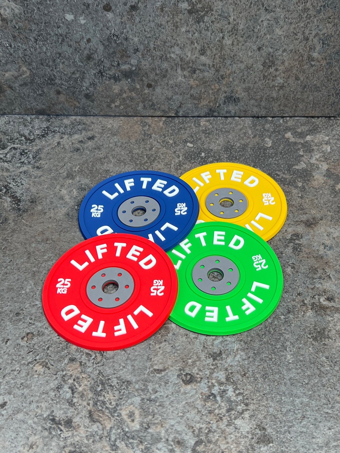 Set of 4 Barbell Bumper Plate Drink Coasters Round Silicone Etsy UK