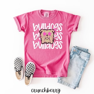 Kid&#39;s Comfort Colors Shirt, Bulldogs Shirt, School Mascot Shirt, Bulldogs Mascot, Back To School Shirt, Bulldogs School Shirt, Bulldog Pride