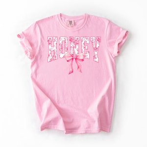 Comfort Colors Shirt, Coquette Honey Shirt, Pink Floral Toile, Grandma Shirt, Gift For Honey, Mother&#39;s Day Gift, Baby Announcement, Reveal