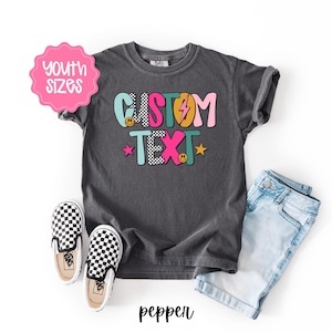 Kid&#39;s Comfort Colors Shirt, Custom Kids Shirt, Custom Text Shirt, Back To School Shirt, Custom School, Custom Mascot Shirt, Custom Team Tee