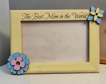 Marco de fotos de madera personalizado – "La mejor mamá del mundo", 7" x 5"