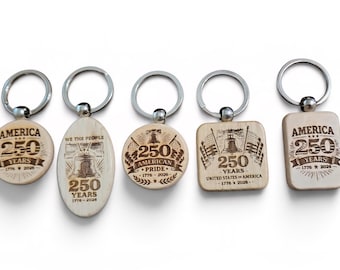 Llaveros de madera conmemorativos de 250 años de libertad