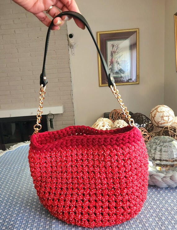 Crocheted Shoulder Bag Etsy