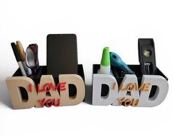 Organizador de escritorio para papá/padre con la frase "Te quiero, papá".