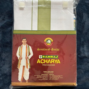 Premium cotton Dhoti with khesh/ South Indian Traditional cotton dhoti for Mens Multipurpose Dhoti/ panchalu / Angavastram/priest gifts