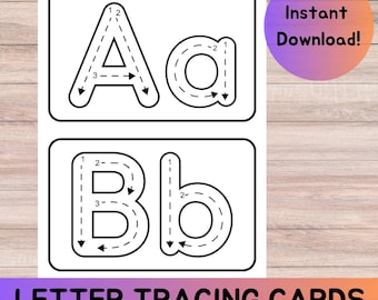 Tarjetas de calco del alfabeto: Práctica de escritura a mano con el alfabeto jumbo (PDF imprimible)
