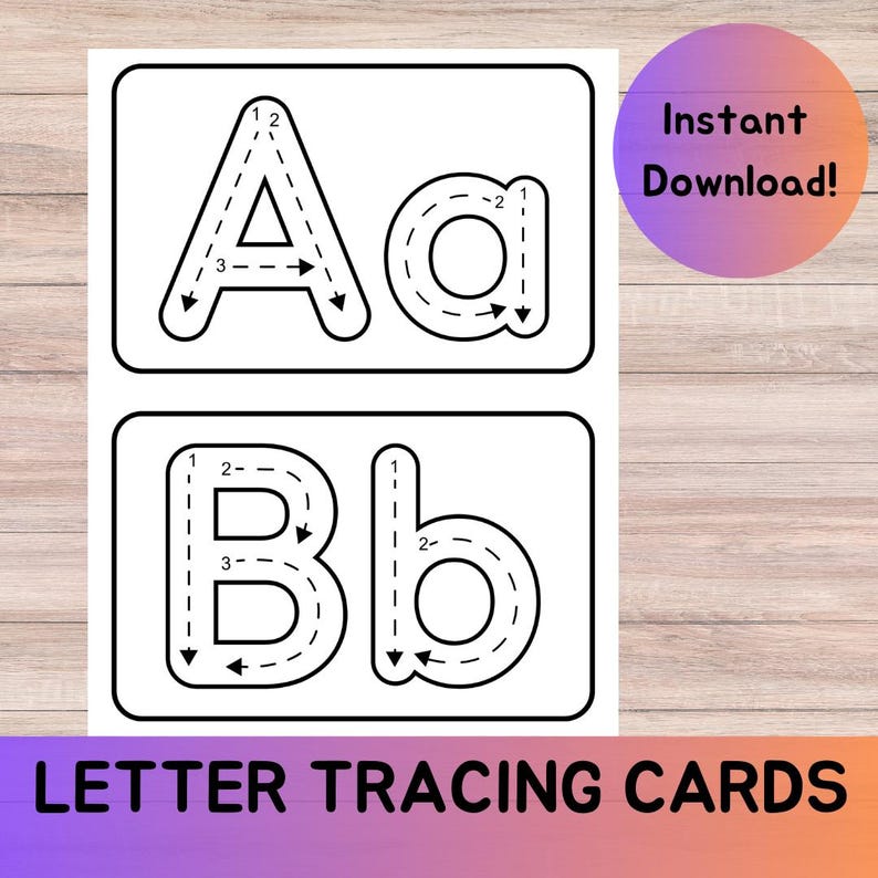 Letter Tracing Cards, Handwriting Practice, Alphabet Tracing Cards