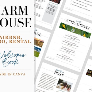 Welcome Book for Airbnb, vrbo, & vacation rentals. Farmhouse Welcome Guide. Airbnb House Template for Canva, Airbnb Welcome Book Template.