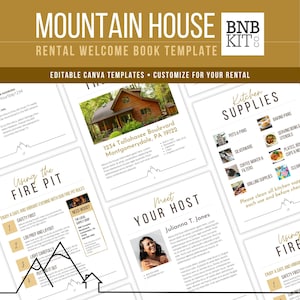 Airbnb Welcome Book Mountain House Template Customizable (Canva Editable)