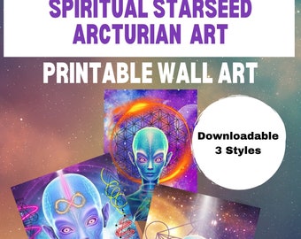 Starseed Digital Printable Art - Arcturian Art - Light Activation - Spiritual Wall Art - Energy Clearing and Cleansing - Galactic Federation
