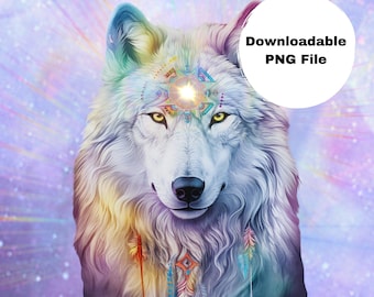 Spirit Wolf Wall Art - PNG file - Spiritual artwork - Spirit Animal Picture