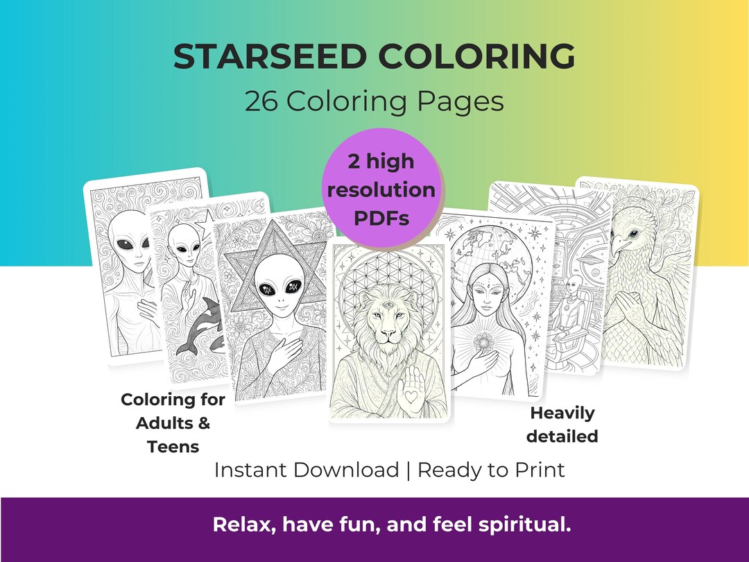 Starseed Coloring Book: Alien Races Light Language and Light Codes Art ...