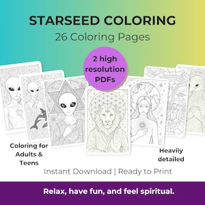 Starseed Coloring Pages - Starseed Art - Digital Spiritual Coloring Book - Light Language and Light Codes Art PDF