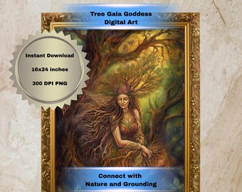 Tree Gaia Pagan Printable Wall Art - Earth Goddess - PNG