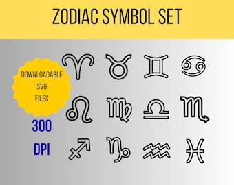 12 Zodiac Signs Clipart Bundle SVG - Horoscope Symbols Set