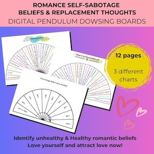 Digital Pendulum Dowsing Chart - Love Self-Sabotage and Limiting Beliefs - Pendulum Board - Energy Cleansing Divination - Spiritual Clearing