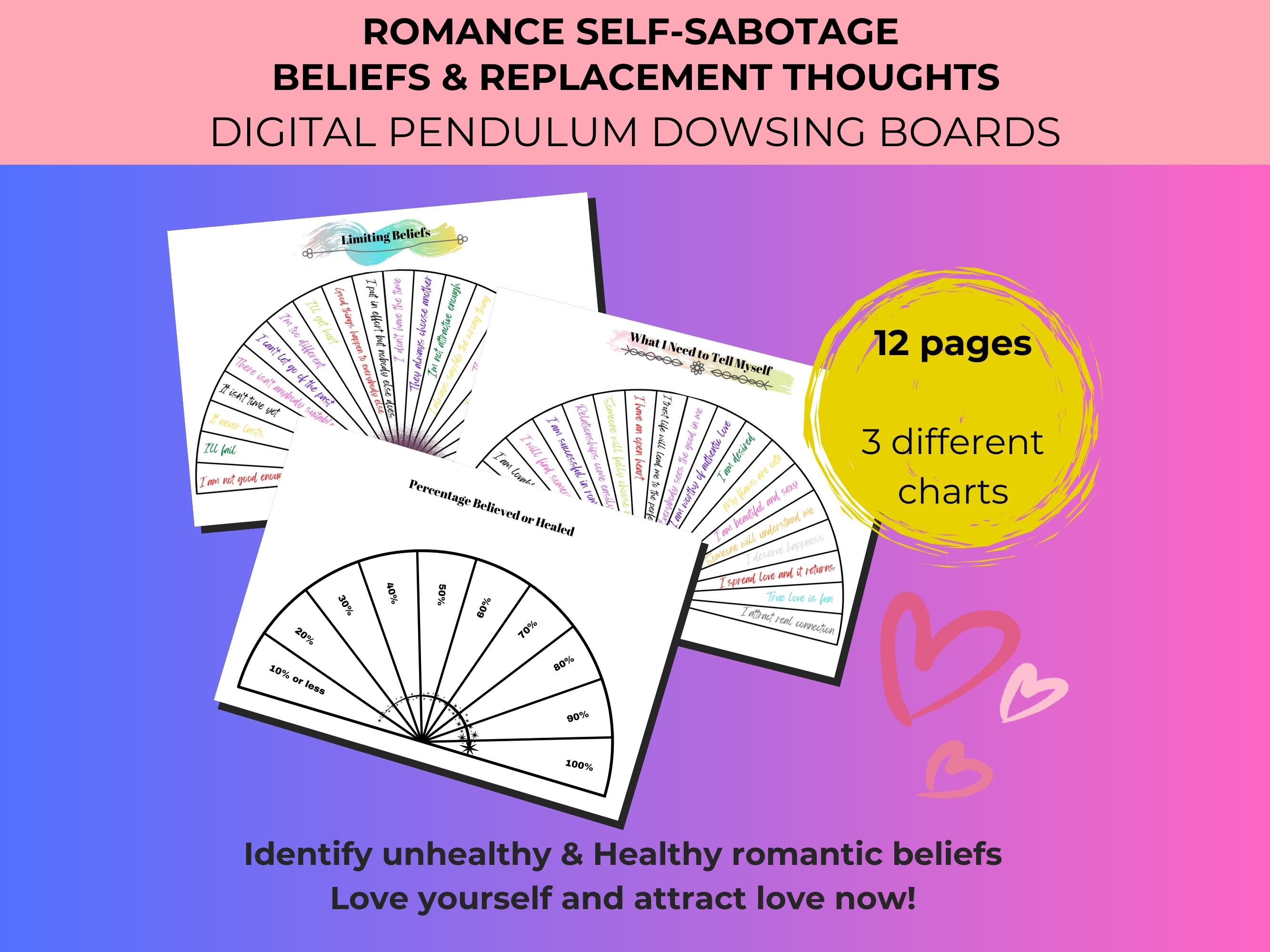 Digital Pendulum Dowsing Chart - Love Self-Sabotage and Limiting Beliefs - Pendulum Board - Energy Cleansing Divination - Spiritual Clearing